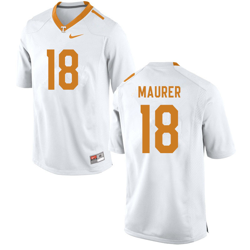 Men #18 Brian Maurer Tennessee Volunteers College Football Jerseys Sale-White - Click Image to Close
